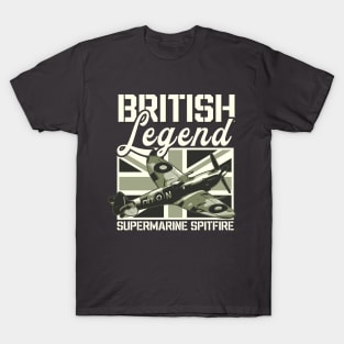 Supermarine Spitfire Fighter Aircraft RAF British Legend Retro Plane T-Shirt